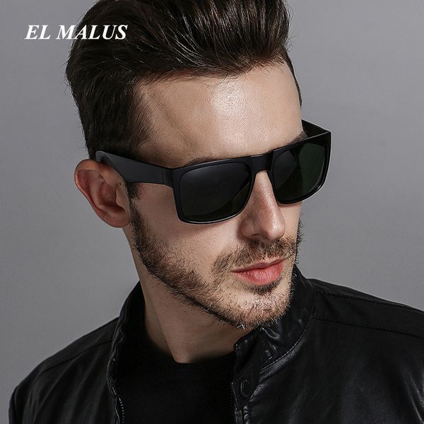 

el malus]retro polarized big sunglasses mens square frame blue lens oversized male classic sun glasses night vision oculos, White;black