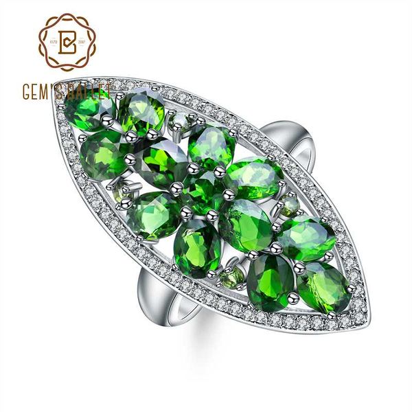 

gem's ballet 5.0ct ct natural chrome diopside cocktail ring 925 sterling silver gemstone rings fine jewelry for women, Golden;silver