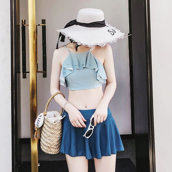 

two sets of conservative korean spring swimsuit, White;black