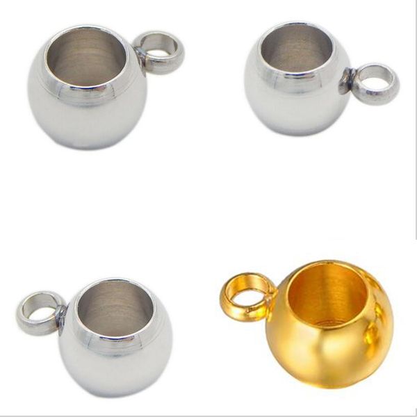 

silver stainless steel spacer beads fit 3/4/5mm leather cord european big hole bead charms pendant pinch clips bails diy jewelry