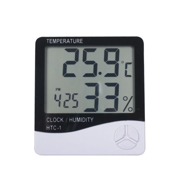 Digital LCD Temperatura Termômetro Eletrônico Medidor de Umidade Tester Relógio Higrômetro