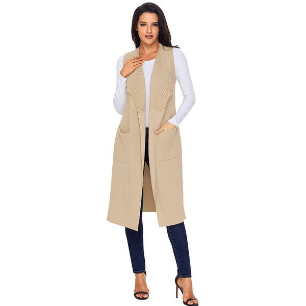 

2018 woman autumn winter fashion casual sweater vests cardigan waistcoat sleeveless long knitted female clothing colete feminino, White;black
