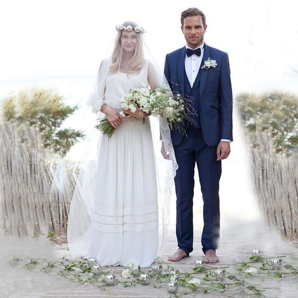 

navy blue groom tuxedos men suits wedding suit black shawl lapel slim fit groomsmen blazer 3 piece jacket pants vest custom made groomsmen, Black;gray