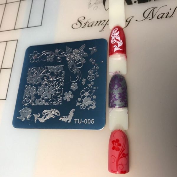 

1pc 6*6 cm square nail stamping plates flower plant pattern nail art stamp stamping template image plate stencils tu005/024/047, White