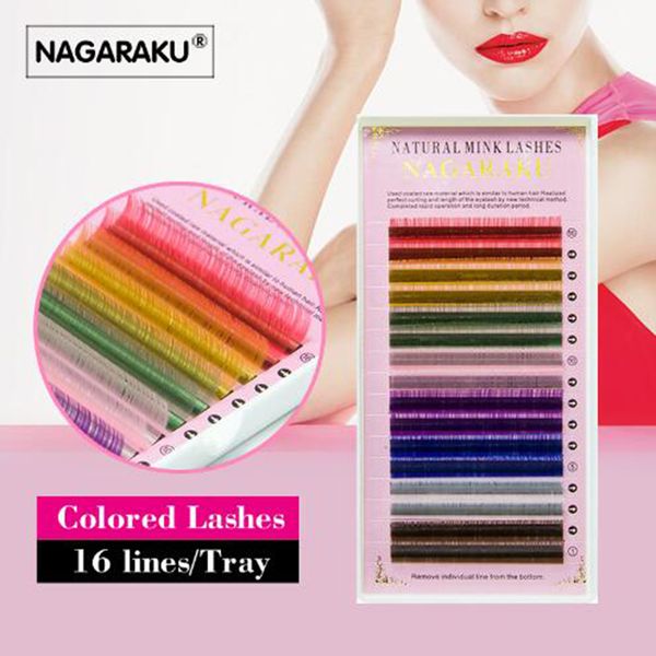 

Высокое качество NAGARAKU 16rows macaron 8 цветов цветные наращивание ресниц искусственной