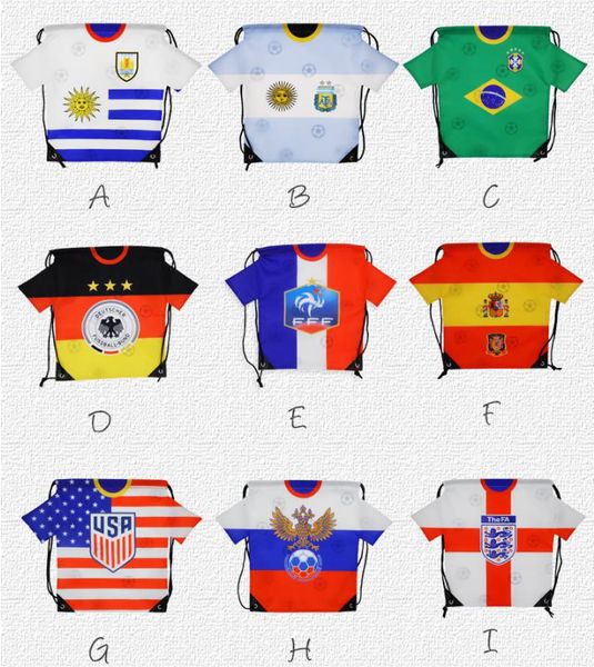 

2018 world cup men women creative polyester drawstring bag fold printed polyester bag waterproof storage bag beam mouth custom