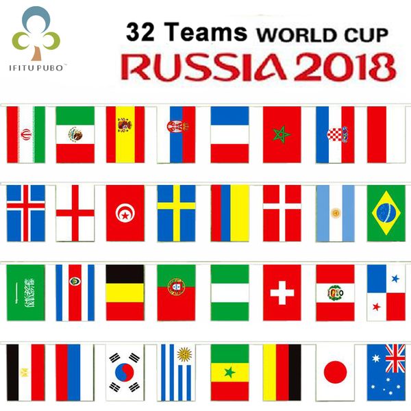 

2018 russia world football cup 32 country string flag 14x21cm country banner bar home football soccer fan party decoration gyh