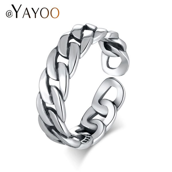 

whole saleayayoo rings silver 925 sterling jewelry rings for women vintage chain link men punk ring rock open midi finger ring jewellery, Golden;silver