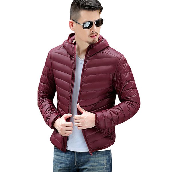 

2018 new men's 90% white duck down jackets coats hooded ultra light down coats winter warm male jacket yp1132, Black