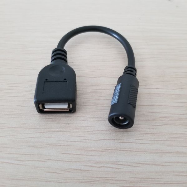 

10pcs/lot dc 5.5*2.1mm female to usb type a female adapter data extension power cable black 12cm