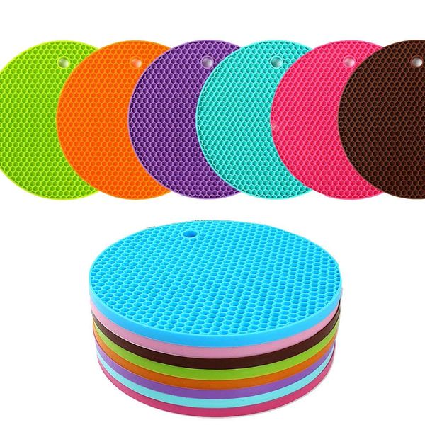 18 cm résistant à la chaleur silicone Mat Coasters Non-slip-pot de table napperon