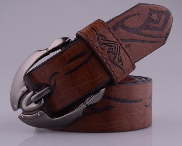 

big buckle design belts for men women fashion belts genuine leather luxury belt brand waist belt, Black;brown