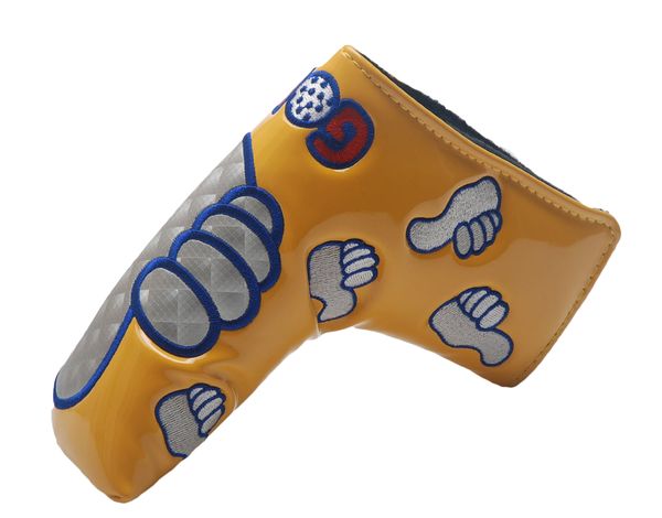 

thumb design golf putter head covers yellow colour headcover