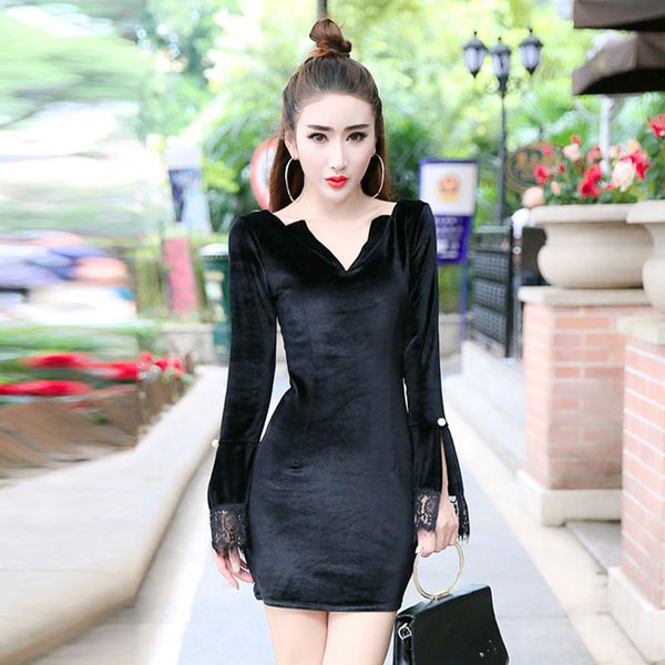 

bandage bodycon fashion designer moda feminina autumn mini dress women black vestidos de fiesta ladies pleuche dresses hot, White;black