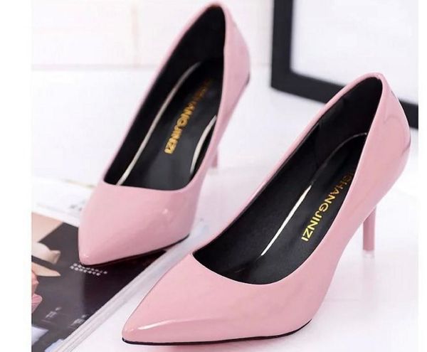 

send 2018 new style spring pointed end fine heel high heel woman shoes@01, Black
