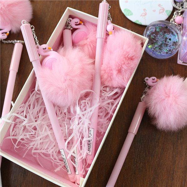 

plush animal flamingos gel pens set kawaii cartoon school supplies office stationary p pens stationery gel ink pen