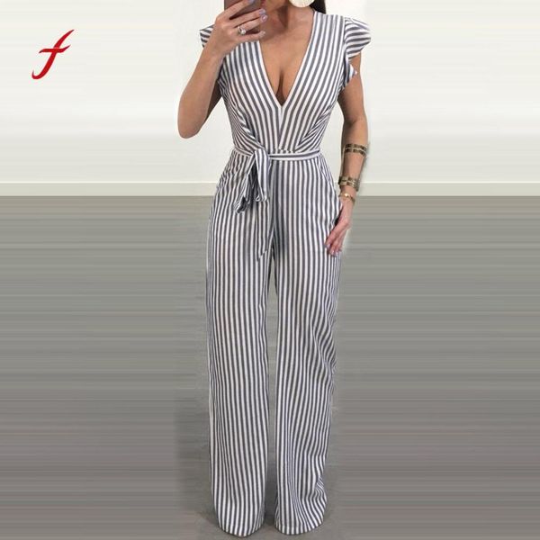 

women's jumpsuits & rompers for women 2021 summer sleeveless striped halter ruffle jumpsuit womens macacao feminino boho, Black;white