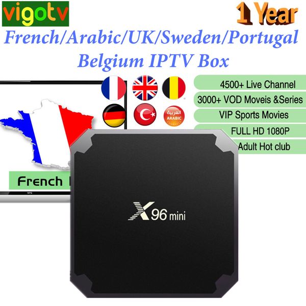 

1 год Vigotv X96 mini Android 7.1 Smart IPTV Box 4500 Live Европа Французский Италия Великобритания Немецкий Арабский Бельгия Швеция Польша Польша IPTV M3u