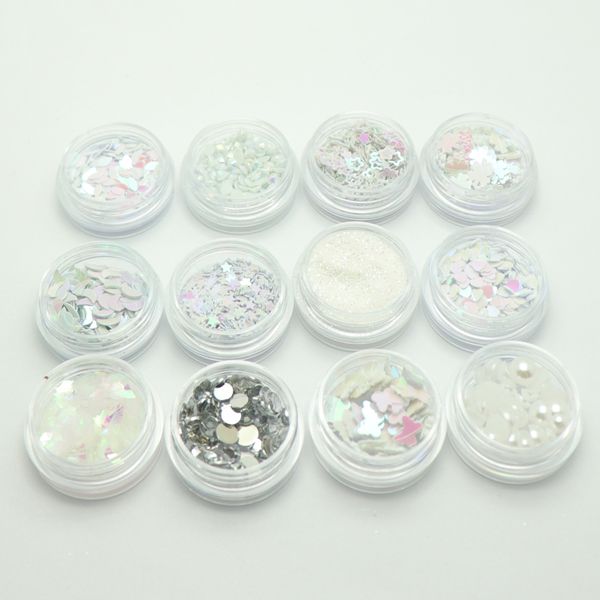 

12 /set mixed color 3d ultrathin sequins holo glitter sequins 60g party make up cosmetic glitters body carnival decoration, Silver;gold