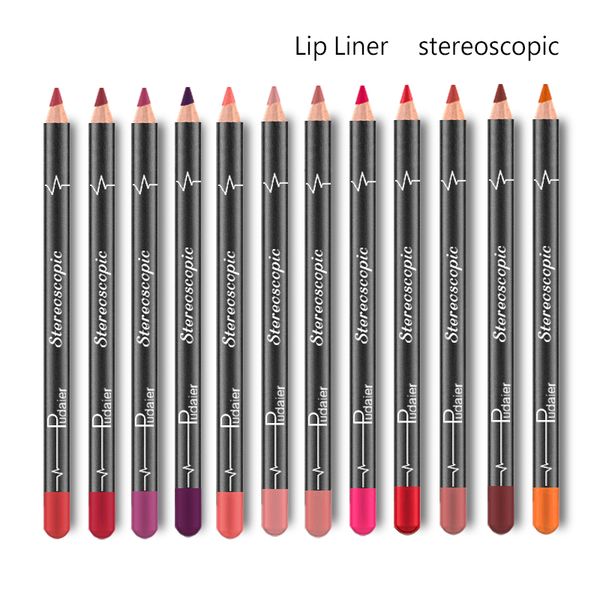 

12colors matte orange lipliner pencil longlasting eyeliner pencil lip contour makeup set women's cosmetics