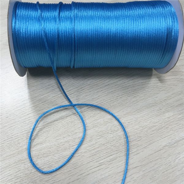 

2mm 20m/lot blue rattail satin cord chinese knot braided string jewelry findings beading rope r365, Black;white