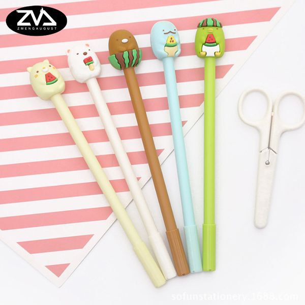 

3pcs/lot cartoon fruit animal gel pen black 0.5mm gift stationery office school kawaii decorative writing neutral pen supplies