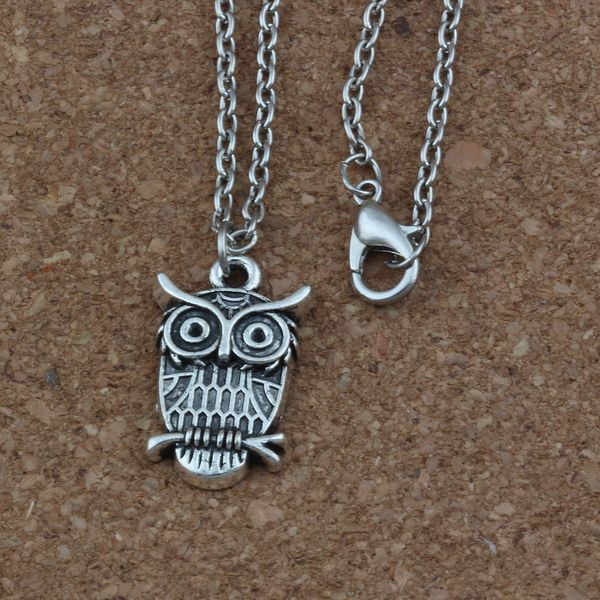 

MIC 24pcs / lot Ancient silver Alloy CUTE WIZE OWL Charm Pendant Necklaces 18 inches Chains Jewelry DIY A-228d