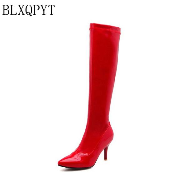 

blxqpyt new lage size 32-48 knee high boots women autumn winter zipper wedding shoes woman long boots platform high heels 08-22, Black