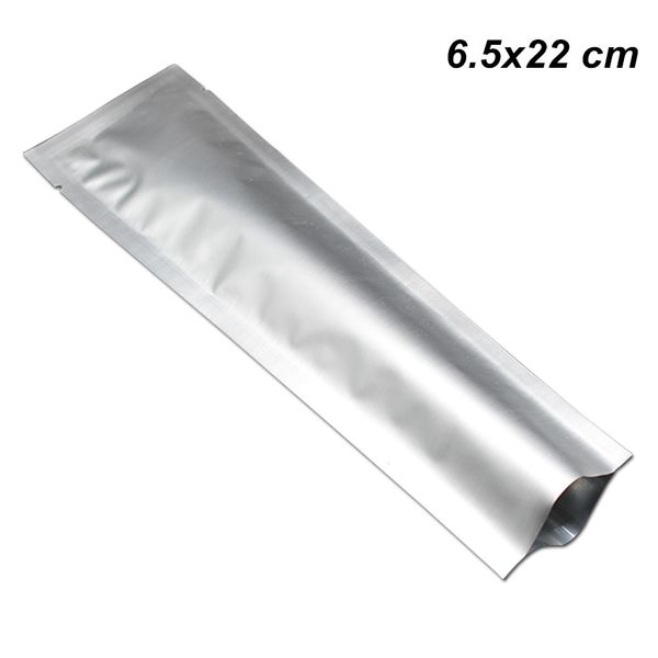 6.5x22 cm Açık Üst Saf Mylar Folyo Isı Mühür Depolama Ambalaj Çanta Çay Kahve Tozu Çerezler için Alüminyum Folyo Vakum Isı Mühürlü Wrap Torbalar