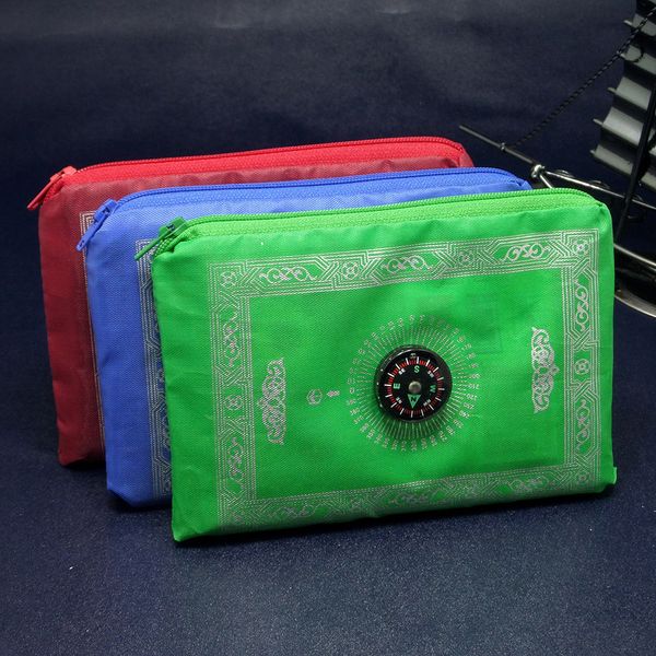 

drop shipping 60*100cm portable zipper pocket islamic muslim prayer mat musallah prayer rug carpet tapete banheiro praying mat