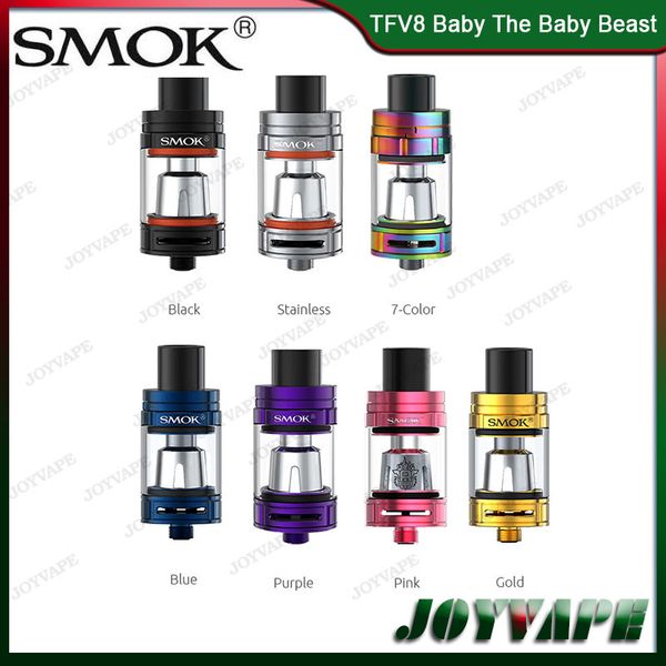 

Аутентичные SMOK TFV8 Baby Tank Baby Beast 3 мл С Q2 T8 Замена Катушки Регулируемая система воздушного потока Топ Атомайзер Заполнения 100% Оригинал