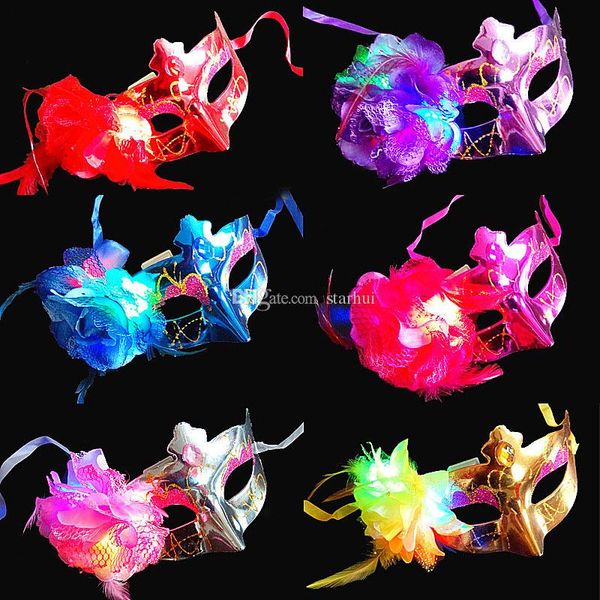 

led halloween party masks flash glowing flowers mask mardi gras masquerade cosplay venetian masks halloween costumes party gift wx9-66