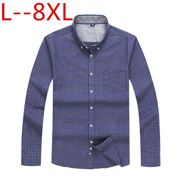 

plus 10xl 8xl 6xl 5xl men flannel plaid shirt 100% cotton spring autumn casual long sleeve shirt soft comfort loose fit styles, White;black