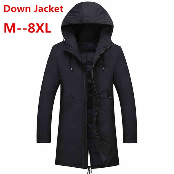 

plus 8xl 6xl 5xl 4xl new thick winter men's down jackets brand clothing hooded black solid long warm white duck dow coat male