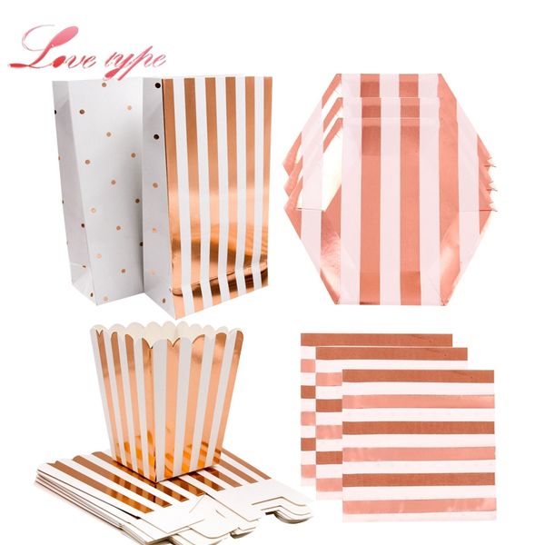 

rose gold series paper straws/cup/plate gilding disposable tableware party supplies wedding/birthday/ pool party decoration