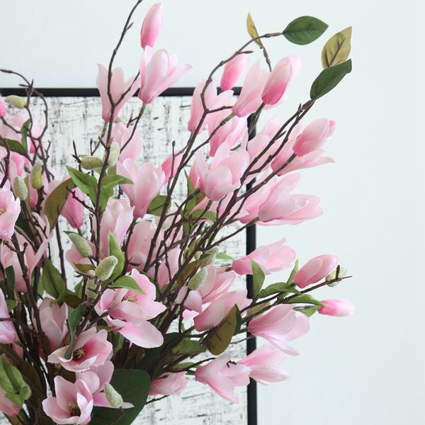 

artificial magnolia flower branch white fake silk flores wedding arch decorations fake flowers home table decorative wreath
