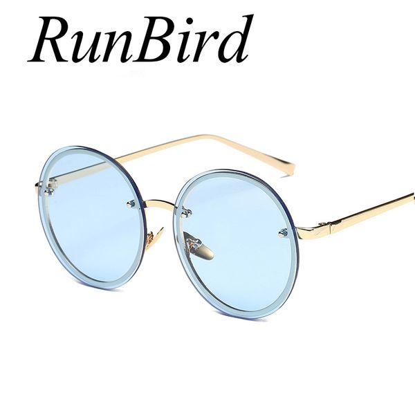 

runbird fashion women brand design round sunglasses alloy legs gradient lens uv400 vintage metal girl glasses 483r, White;black