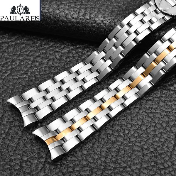 

1pc 20mm gold silver solid stainless steel watch strap, Black;brown