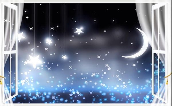 

3d wallpaper mural decor p backdrop original night moon starry 3d stereo tv background wall extension personality wall mural wallpaper p