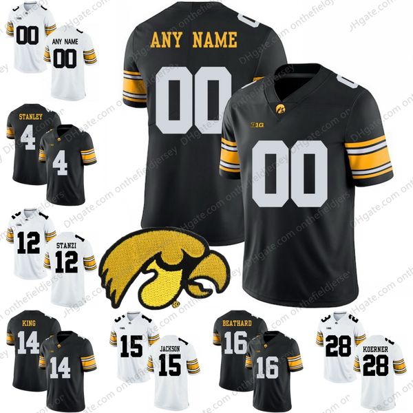 

custom айова hawkeyes college футбольные майки # 12 рикки станци 14 десмонд кинг 16 к. дж. битард 4 стэнли любое имя любое число s-3xl, Black