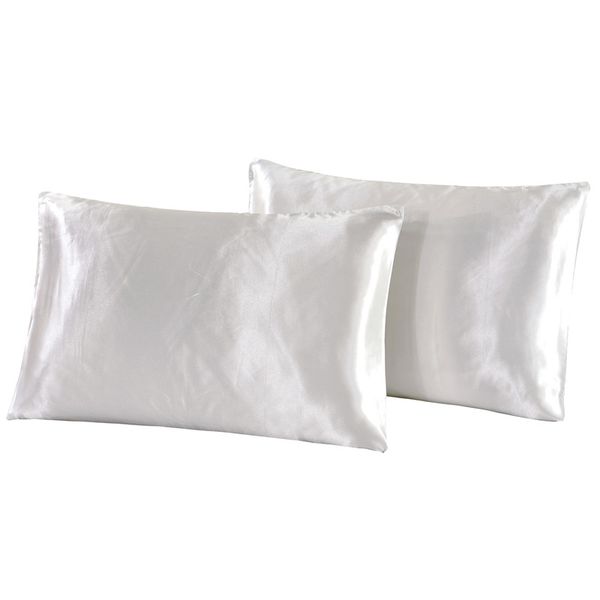 White Color Luxury Pillowcase Satin Silk Pillow Shams Summer