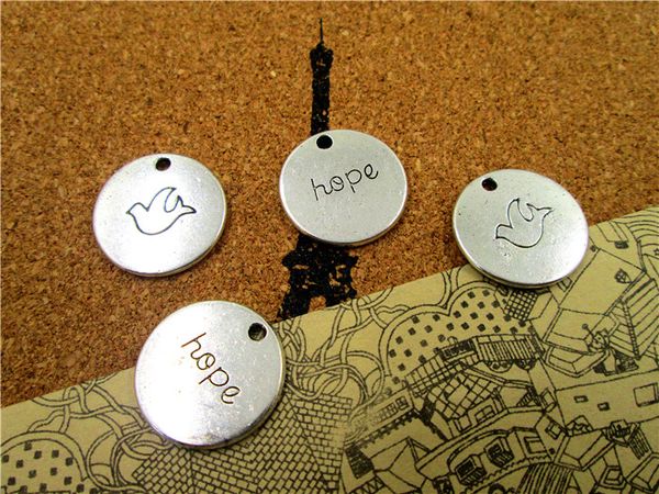 

45pcs--hope charm,antique tibetan silver hope pendants/charms, diy supplies, jewelry making,19mm, Bronze;silver