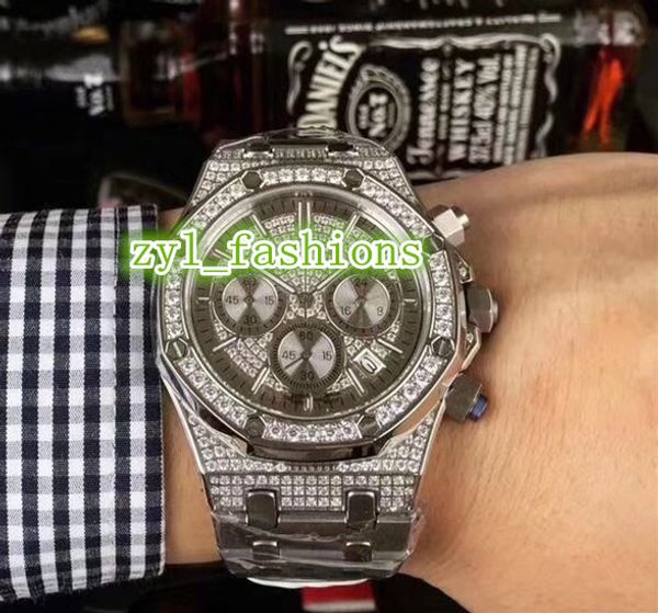 

Royal oak luxury men 039 brand watch multifunction quartz movement watch ize 44mm diamond ca e apphire gla mirror watch