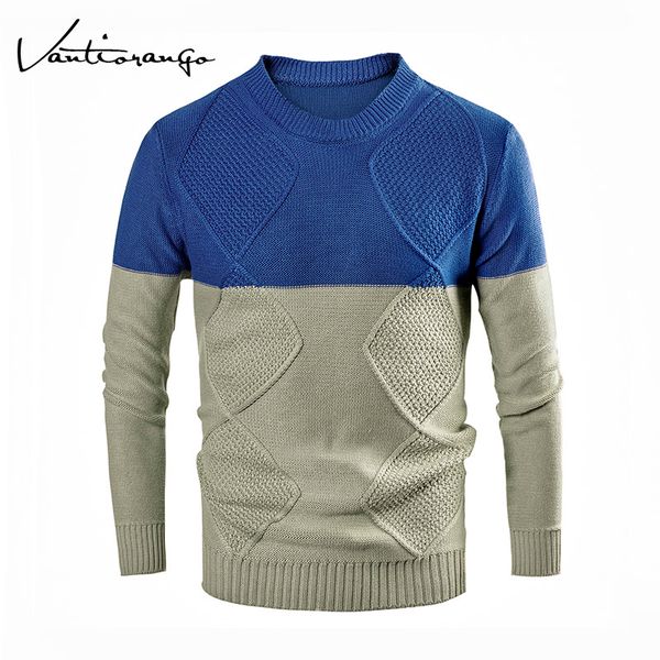

vantiorango men's sweater autumn and winner casual o-neck collar long sleeve standard patchwork slim fit pullovers ltt00046, White;black