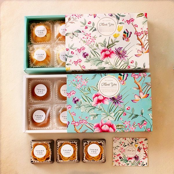 

flower design cheese birthday cake paper box mooncake cookie container snacks gift packing boxes