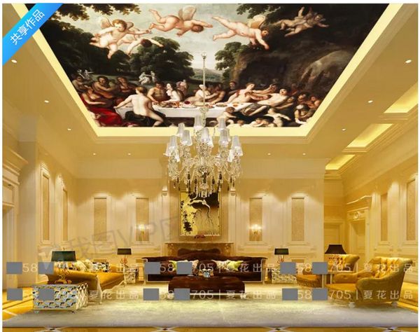 

custom 3d p ceiling wallpaper angel european character oil painting l zenith ceiling mural home interior decor lobby mural wall