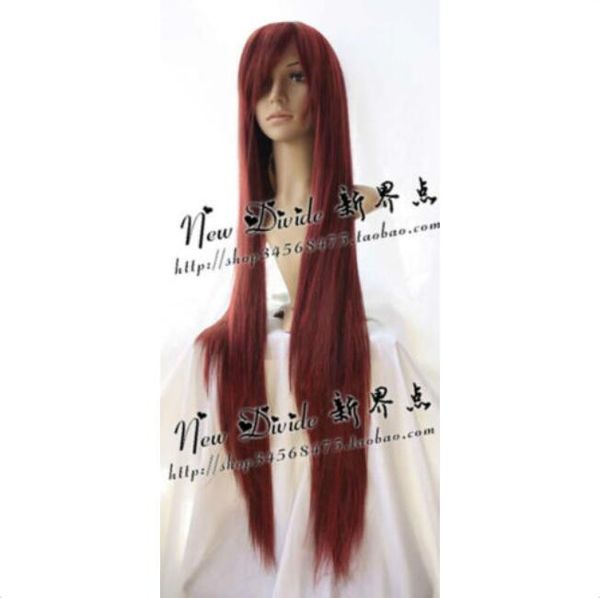 New Long Crimson Cosplay Party Wig 100cm Lace Wigs Front Blonde