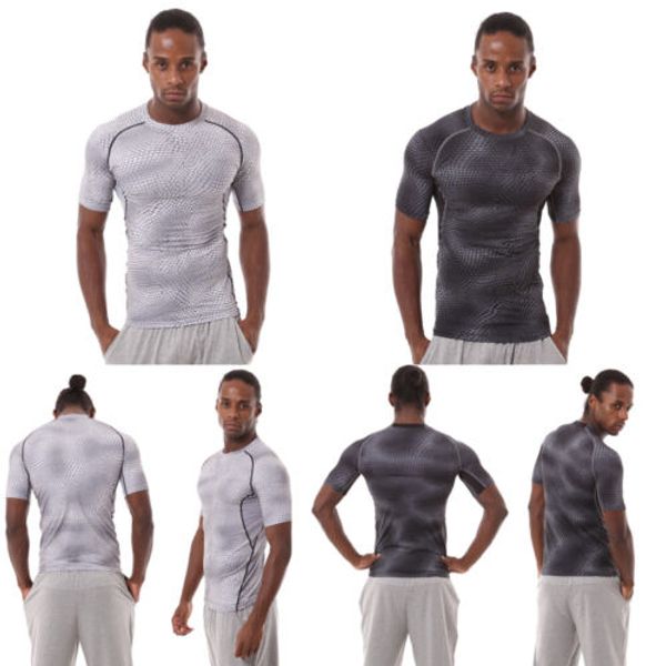 

2018 men muscle short sleeve o-neck snake t-shirt bodybuilding slim sport fitness joggers running sports t-shirt top, Black;blue