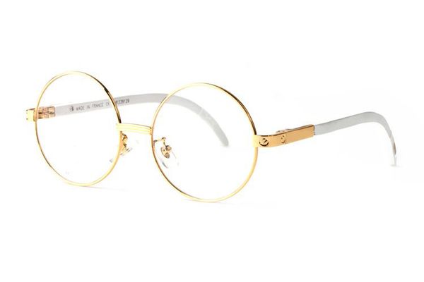 

2019 fashion brand round rimmed full frame buffalo horn glasses men sunglasses women clear lenses wooden frame lunettes de soleil, White;black