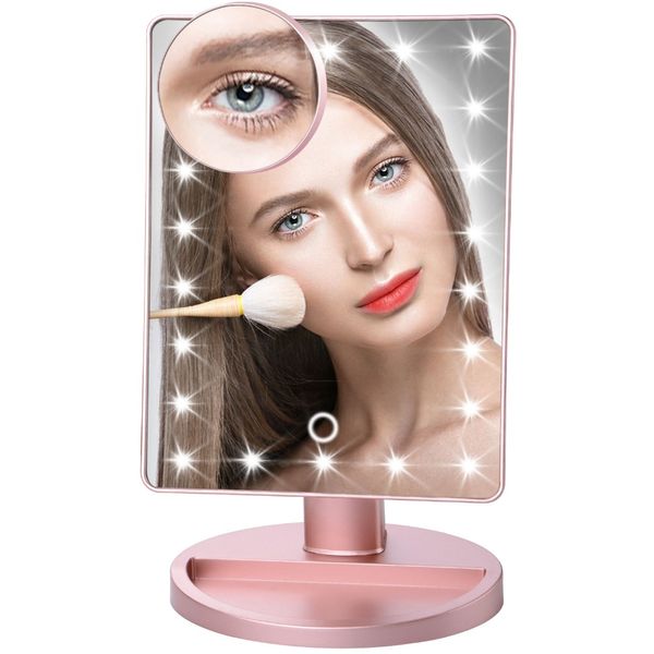 

180 degree rotation makeup mirror with 22 led light 10x magnifying mirror with suction cups vanity light makeup